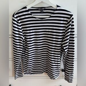 H&M Monochrome Striped 100% cotton black and white crewneck long sleeve Top, S